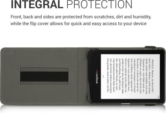 kwmobile e-reader hoesje geschikt voor Pocketbook Touch Lux 4/5/Touch HD 3/Color (2020)/ Vivlio Lux 5 hoes - E reader flip case van kunstleer - Ereader cover met handgrip en stand - In roségoud van Merkloos — afbeelding 3