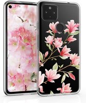 kwmobile telefoonhoesje voor Google Pixel 4a 5G - Hoesje voor smartphone in poederroze / wit / transparant - Magnolia design