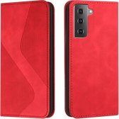 Voor Samsung Galaxy S21 + 5G Skin Feel Magnetisch S-type Effen Kleur Horizontale Flip Lederen Case met Houder & Kaartsleuf & Portemonnee (Rood)