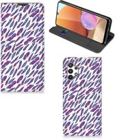 Flip Cover Geschikt voor Samsung Galaxy A32 5G Enterprise Editie | Geschikt voor Samsung A32 4G Telefoonhoesje Feathers Color