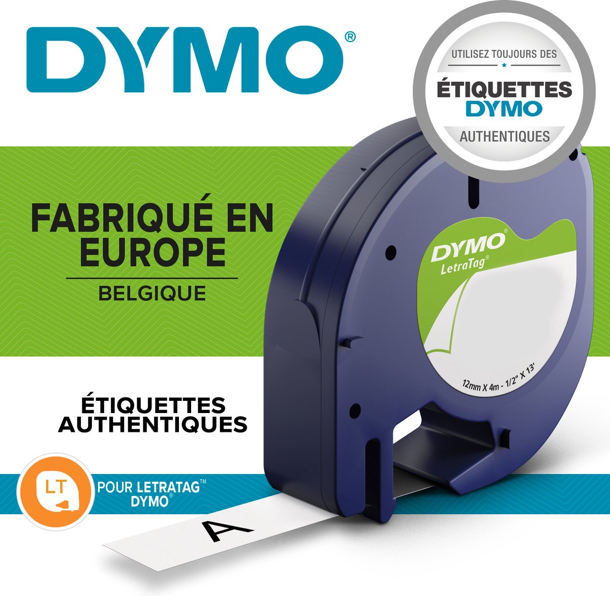 Ruban Dymo Letratag textile pour marquage par transfert