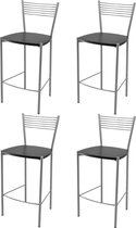 Tommychairs Elegance - Eetkamerstoelen - Set van 4 - Aluminium & Bruin - Hout