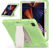 3-laags beschermingsschermframe + pc + siliconen schokbestendige combinatiehoes met houder voor iPad Pro 12.9 2021 (Matcha Green)