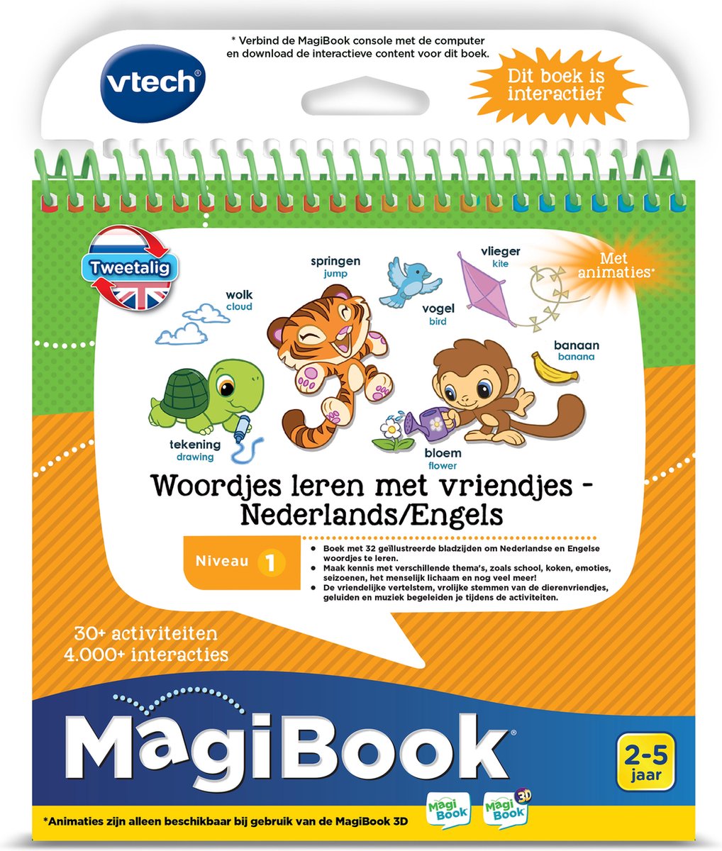 VTech MagiBook Activiteitenboek - Woordjes Leren met Vriendjes - Niveau 1 - NL/EN - 2 tot 5 Jaar — afbeelding 3