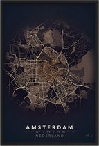 Poster Stad Amsterdam A2 - 42 x 59,4 cm (Exclusief Lijst) Citymap - Stadsposter - Plaatsnaam poster Amsterdam - Stadsplattegrond