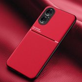 Voor Huawei P50 Classic Tilt Strip Grain Magnetisch Schokbestendig PC + TPU Case (Rood)