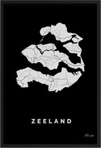 Poster Provincie Zeeland - A4 - 21 x 30 cm - Inclusief lijst (Zwart Aluminium)