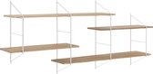 Bosen wandkast D2 wit frame, naturel planken wit.