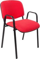 (Set van 2 stuks) Vergaderstoel of conferentiestoel basic zwart frame met armleuningen Rood stof