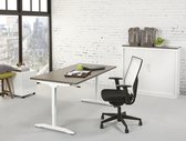 Slinger verstelbaar zit/zit bureau NLST breed 160CM diep 80 cm bladkleur Ahorn framekleur Zwart (RAL9011)