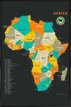 JUNIQE - Poster in kunststof lijst Afrika kleurrijke kaart -20x30