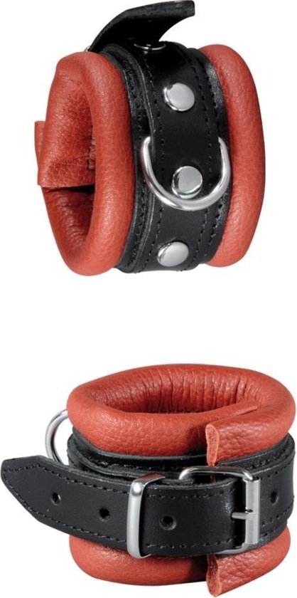 XXDREAMSTOYS Poignets Cuir Main Fessel Rouge/ Zwart