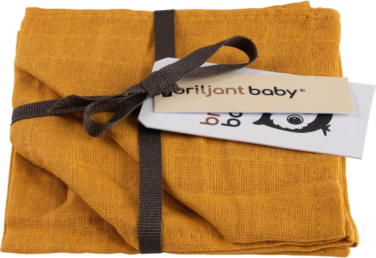 Goedkoopste Briljant Baby - Monddoekje Hydrofiel - Uni - Oker - 3 Stuks