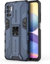 Voor Geschikt voor Xiaomi Redmi Note 10 5G Supersonic PC + TPU Schokbestendige beschermhoes met houder (donkerblauw)