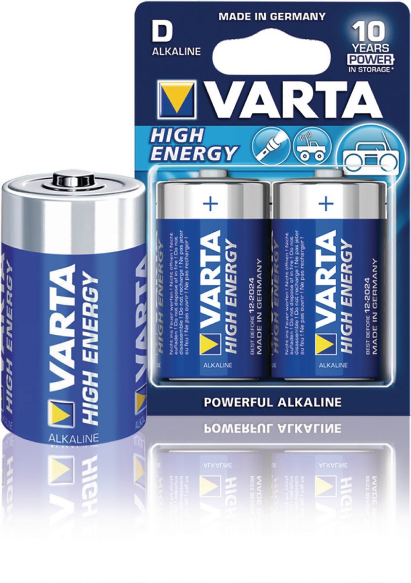 Varta Longlife Power D Batterijen - High Energy Alkaline - 2 Stuks