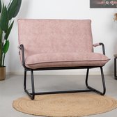 Bronx71® Fauteuil roze Ohio stof - Zetel 1 persoons - Relaxstoel - Fauteuil roze - Fauteuil stof - Fauteuils met armleuning