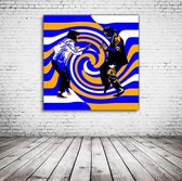 Pop Art Pulp Fiction Dance Scene Acrylglas - 80 x 80 cm op Acrylaat glas + Inox Spacers / RVS afstandhouders - Popart Wanddecoratie