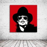 Pop Art Michael Jackson Acrylglas - 80 x 80 cm op Acrylaat glas + Inox Spacers / RVS afstandhouders - Popart Wanddecoratie