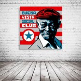 Buena Vista Social Club Ibrahim Ferrer Pop Art Acrylglas - 100 x 100 cm op Acrylaat glas + Inox Spacers / RVS afstandhouders - Popart Wanddecoratie