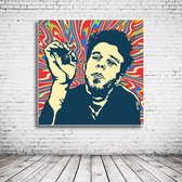 Pop Art Tom Waits Acrylglas - 80 x 80 cm op Acrylaat glas + Inox Spacers / RVS afstandhouders - Popart Wanddecoratie