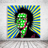 Pop Art Sid Vicious Canvas - 100 x 100 cm - Canvasprint - Op dennenhouten kader - Geprint Schilderij - Popart Wanddecoratie