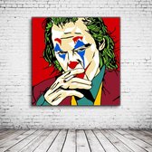 Pop Art The Joker Acrylglas - 100 x 100 cm op Acrylaat glas + Inox Spacers / RVS afstandhouders - Popart Wanddecoratie