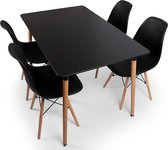 BAM-Meubel Eetkamerset 5-delig Mason + Jaxx Zwart – Eettafel Met 4 Stoelen