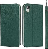 Litchi Textuur Horizontale Flip Top Layer Koeienhuid Lederen Case met Houder & Kaartsleuven & Portemonnee & Riem & Draad Winder Voor iPhone XR (Groen)