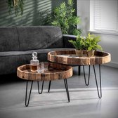 dePauwWonen Set/2 Ø80 lodge Salontafel - 80x80x50 cm - Bruin