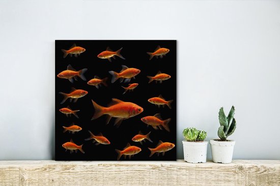 Poisson rouge sur toile fond noir 2cm 20x20 cm - petit - Tirage photo sur toile (Décoration murale salon / chambre)