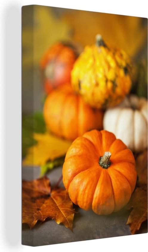 Peintures sur toile - Citrouille d'automne - 60x90 cm - Décoration murale