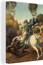 Canvas Schilderij Sint-Joris en de draak - Schilderij van Rafaël - 30x40 cm - Wanddecoratie