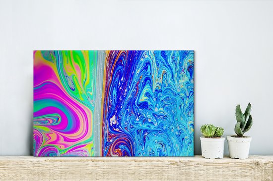 Art psychédélique coloré avec une toile de séparation 30x20 cm - petit - Tirage photo sur toile (Décoration murale salon / chambre)