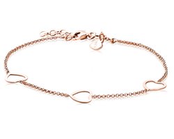 ZINZI zilveren armband rosé verguld hart 17-20cm ZIA1188R