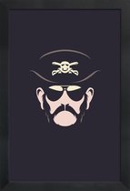JUNIQE - Poster met houten lijst Lemmy Motorhead - minimalistisch