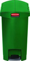 Rubbermaid Slim Jim Step On container End Step kunststof 30 ltr, Groen (VB224276)