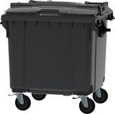 Afvalcontainer 1100 liter grijs met split lid deksel | Restafvalcontainer