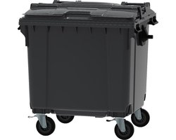 Afvalcontainer 1100 liter grijs met split lid deksel | Restafvalcontainer