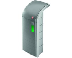 Hailo ProfiLine WSB Design XXXL Recyclingbak - Slagvaste recyclingcontainer van 120 liter voor commercieel en industrieel gebruik - met stevige vuilniszakhouder en extra grote openingsklep - Stofgrijs