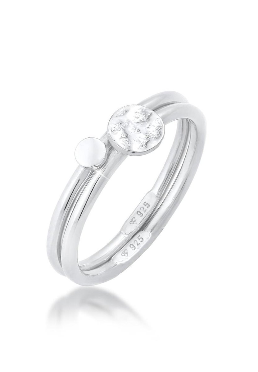 Elli - Ring - Dames Stapel Ringen Duo Cirkel Plaat Basic Minimal Tijdloos in 925 Sterling Zilver Verguld - Dames