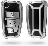 kwmobile autosleutelhoes voor Audi 3-knops autosleutel - TPU beschermhoes - sleutelcover - Transformer Sleutel design - hoogglans zilver / zwart