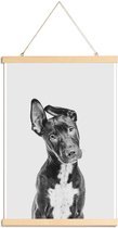 JUNIQE - Posterhanger Hond – Zwart | Wit -40x60 /Grijs & Zwart