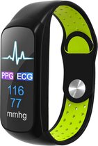 Siliconen Smartwatch bandje - Geschikt voor  Samsung Galaxy Fit sport bandje - zwart/groen - Strap-it Horlogeband / Polsband / Armband