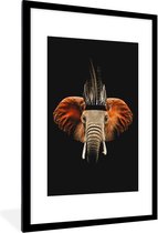 Fotolijst incl. Poster - Olifant - Zwart - Indianentooi - 80x120 cm - Posterlijst