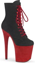 Pleaser Plateau Laarzen, Paaldans schoenen -36 Shoes- FLAMINGO-1020FSTT Paaldans schoenen Rood/Zwart