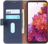 Xiaomi Poco F3 / Mi 11i Hoesje Wallet Book Case Echt Leer Blauw