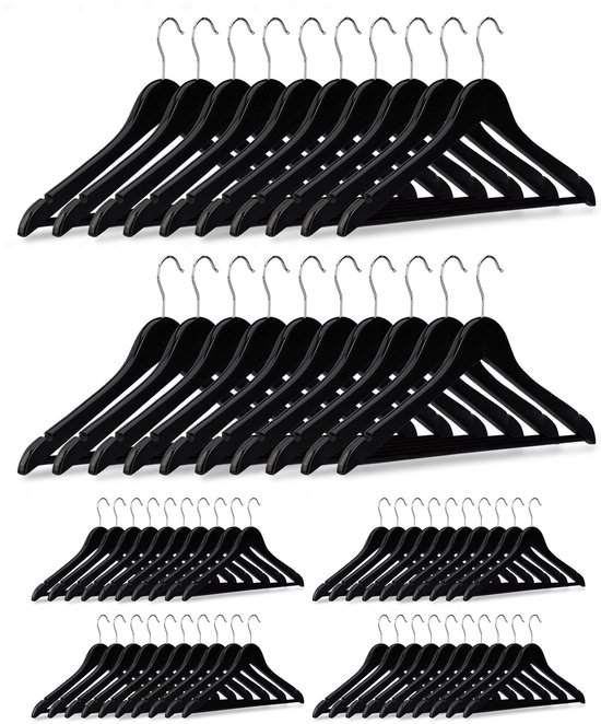 De Kledinghanger Gigant - 20 x Blousehanger / shirthanger (NA43) kunststof zwart met