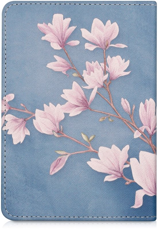 kwmobile e-reader hoesje geschikt voor Tolino Shine 2 HD hoes - E reader flip case met magnetische sluiting - Ereader cover - Magnolia design in taupe / wit / blauwgrijs van Merkloos — afbeelding 5