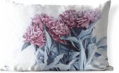 Buitenkussens - Tuin - Roze pioenrozen op marmer - 50x30 cm