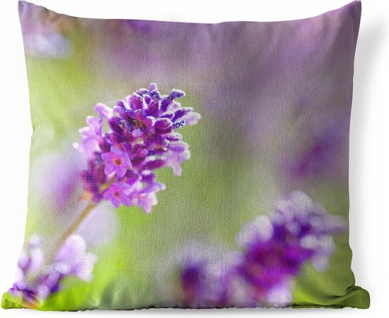 Buitenkussens - Tuin - Close-up van lavendel tegen een onscherpe achtergrond - 60x60 cm